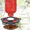FORUP 32 Ounces Glass Hummingbird Feeders for Outdoors, Hanging Wild Bird Feeder for Outdoor Garden Tree Yard Outside Decoration, Red