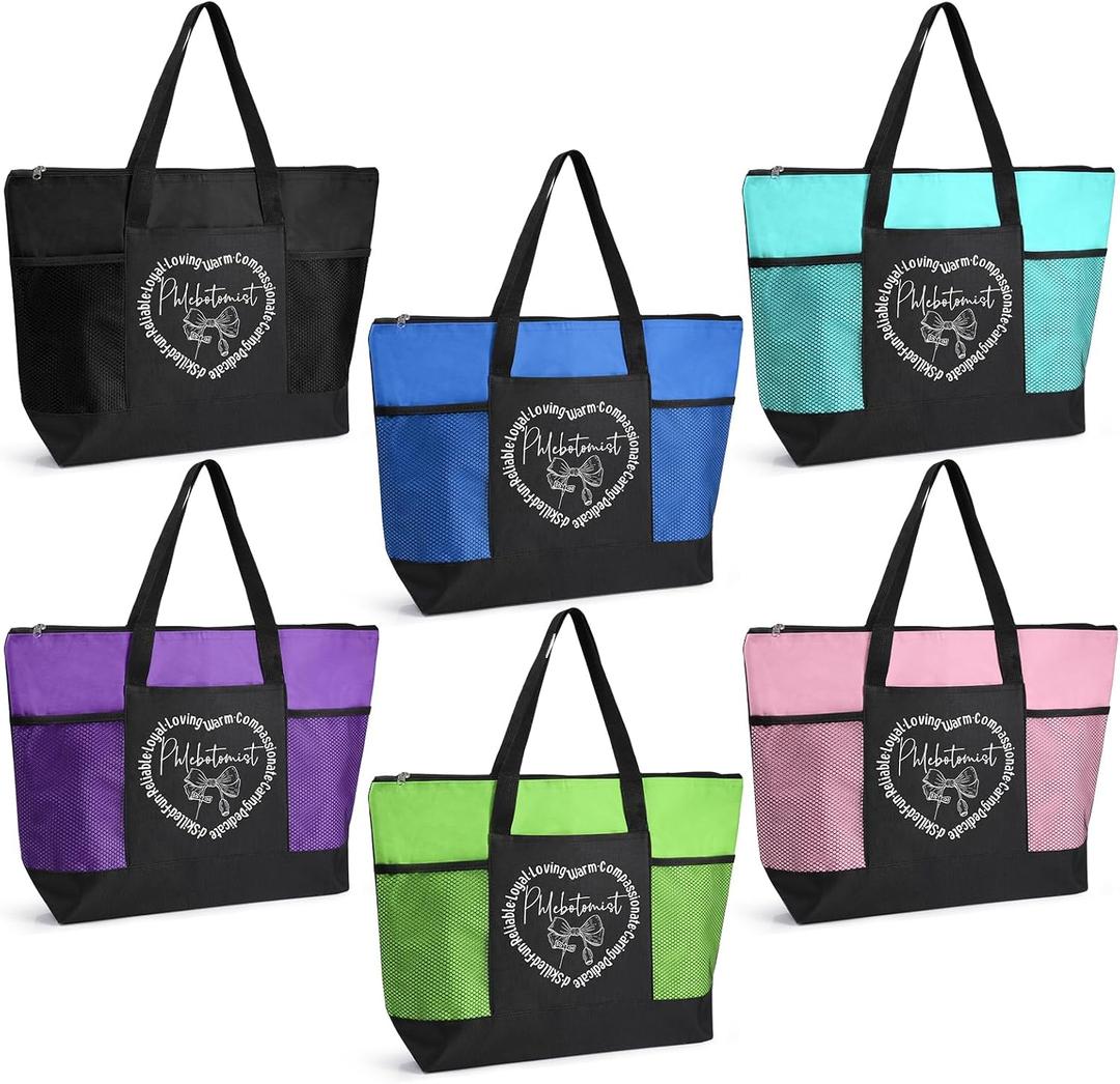 6 Pcs Phlebotomist Recognition Gifts Bulk Phlebotomist Technician Tote Bag Essentials Thank You Gifts for Nurse Week (Multicolor)