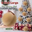 Weysat 6 Pcs 8 Inch Giant Velvet Christmas Ball Ornaments, Soft Khaki