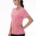 MAGCOMSEN Women's Workout Shirts Crewneck Short Sleeve Moisture Wicking Lightweight Tops for Gym Athletic Sports