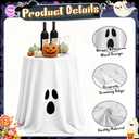 Tellingyou Halloween Tablecloth 70x70 Inch Round Cute Ghost Pumpkin Vampire Bat Polyester Washable Table Cover for Halloween Party Decoration(White,Ghost) (107.8" (Round))