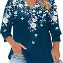 Rapbin Womens Plus Size Tops 3/4 Sleeve Blouses Shirts Casual V Neck Loose Tunic Tops, 3XL