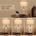 NITOWOLF 23" Bedside Lamps Set of 2, Farmhouse 3-Way Dimmable Touch Lamps for Nightstand, Built-in Night Light Bedside Table Lamp with USB A+C Ports, Black Table Lamp, LED Bulbs Included