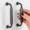 10 Pack 3-3/4 Inch Hole Centers Oil Rubbed Bronze Cabinet Pulls Brushed Bronze Cabinet Handles Bronze Kitchen Hardware for Cabinets ZP2302 Drawer Bedroom Dresser Bathroom Vanity Cupboard