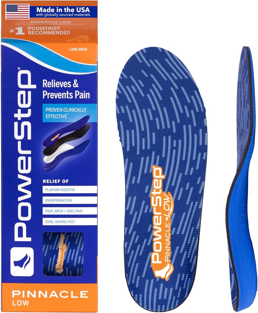 Powerstep Mens Pinnacle Low Insole, Blue/Orange Men S 12-13 US