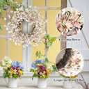 Spring Wreath for Front Door, 24 Inch Spring Forsythiaon Wreath Front Door Pink Forsythiaon Grapevine Wreaths for Festival Celebration Front Door Wall Window Decoration Home Decor