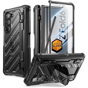 SUPCASE for Samsung Galaxy Z Fold 6 Case with S Pen Holder (UB Pro) [Built-in Screen Protector & Kickstand] [Military-Grade Protection] Heavy Duty Rugged Phone Case 360° Full Shockproof Cover, Black 3 pc