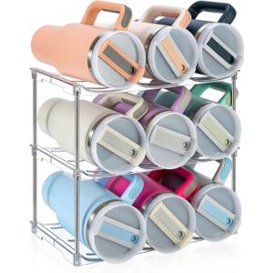 Sbosbo Water Bottle Organizer for Stanley 40 oz Tumbler, Stackable Tumbler Storage, 3 Pack Water Bottle Organizer for Cabinet, Pantry Kitchen Storage & Organization for Stanley Cup - Hold 9 Bottles