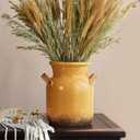 Quoowiit Ceramic Rustic Farmhouse Vase, Distressed Decorative Flower Vases for Home Decor, Ideal Shelf Decor, Yellow Boho Vase for Living Room Bedroom Kitchen Office Centerpiece Table Decorations (8 Inch-Yellow)