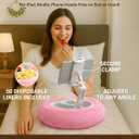 Tablet & Kindle Pillow Stand for Bed, Adjustable iPad Holder for Couch and Lap with 2 Snack Bowls, Cup Holder, 50 Disposable Liners and Washable Cover, Pink