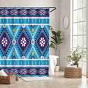 SASTYBALE Boho Farmhouse Shower Curtain, Water Resistant Vintage Fabric Bathroom Curtains, Machine Washable Country Abstract Style for Bathtub Decor with 12 Hooks, 72x72 Inch