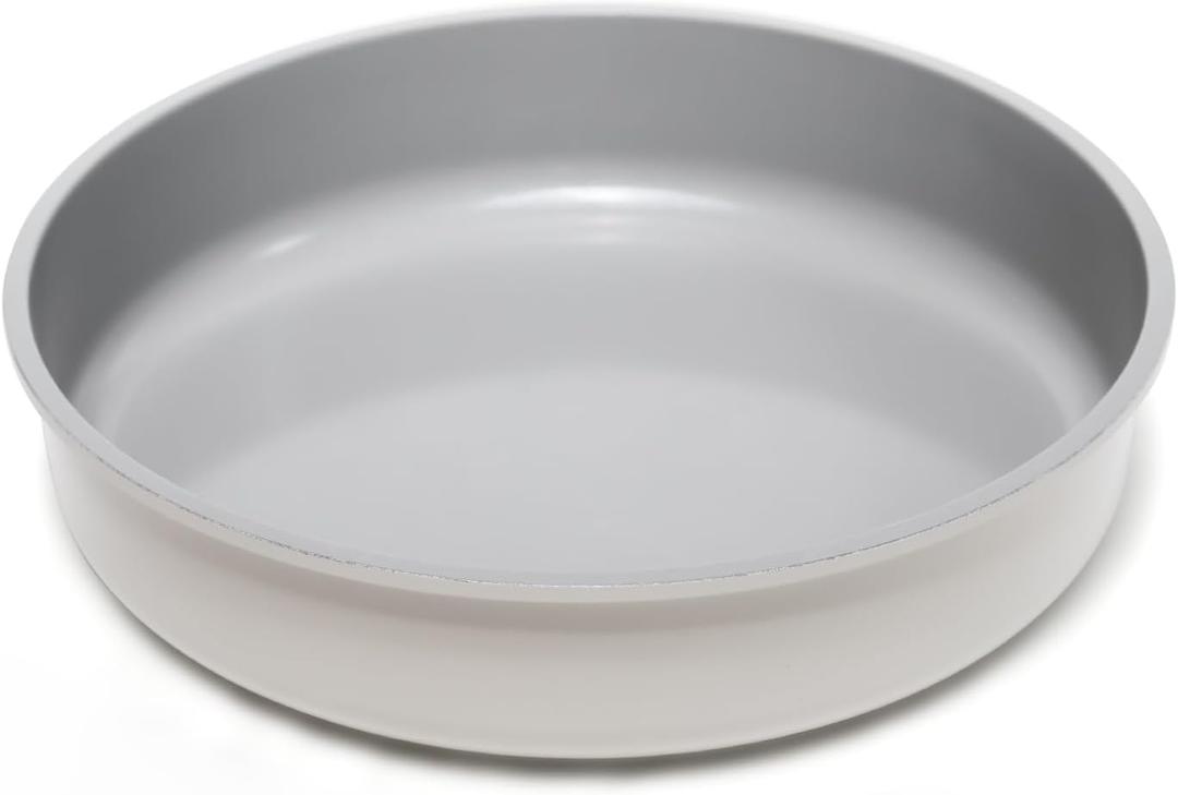 9.5 Inch Round Cake Pan,Cast Aluminum Bakeware Ceramic Nonstick for Cake Baking,Oven and Dishwasher Safe(Beige)