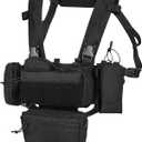 YAKEDA Tactical Chest Mini Rig Vest/Training Mini Rig Adjustable & Detachable with Wing Pouch, Dangler Pouch (Black)