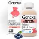 Genexa Infants' Clean Acetaminophen | Pediatrician Preferred Ingredients | Pain Reliever & Fever Reducer for Babies | Dye Free, 0% Artificial Additives | Delicious Organic Blueberry Flavor, 2 fl oz (1 Pack)