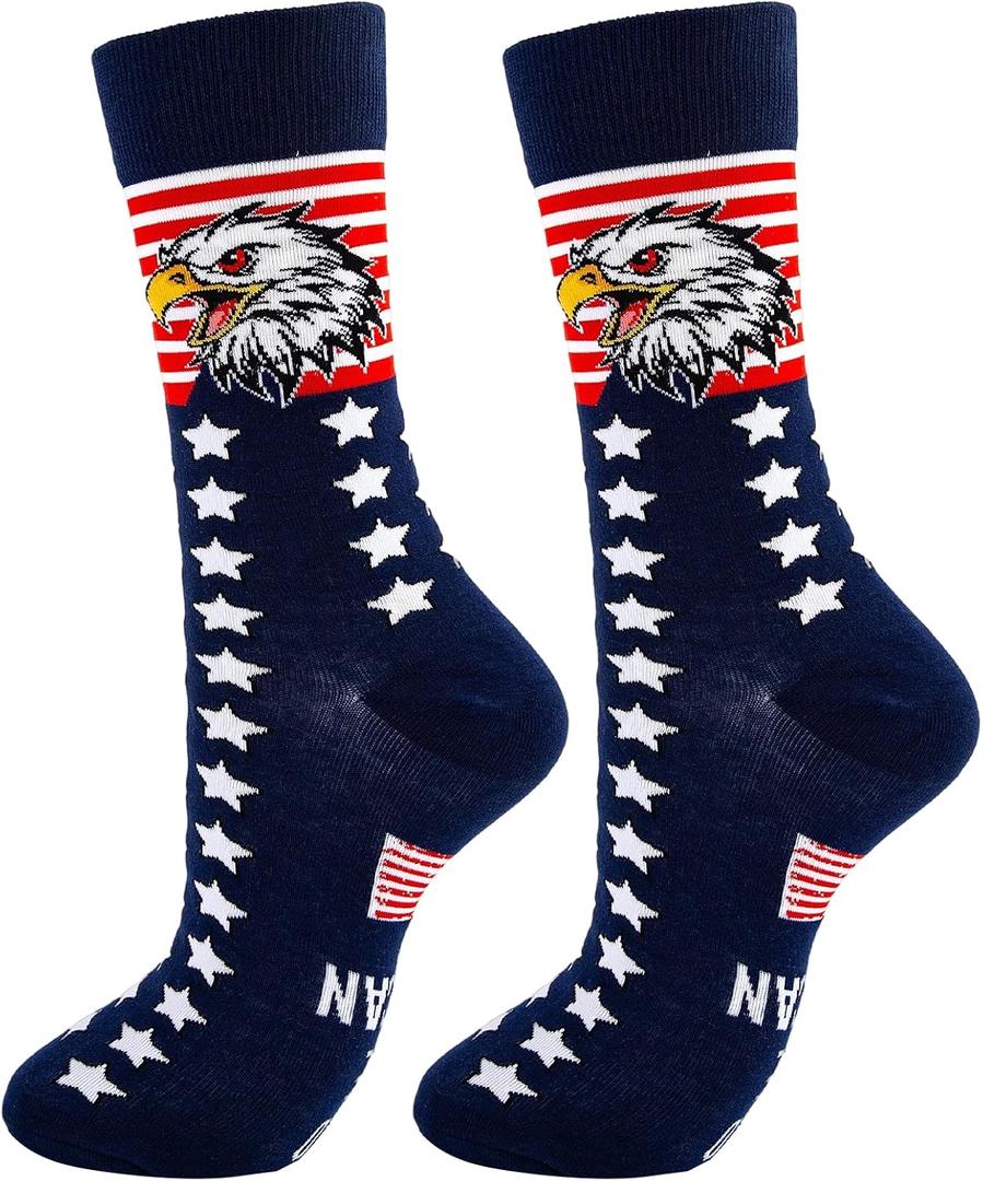 EVKILKJS American Flag Socks 4th of July Socks for Women Men Funny Pattern Middle Star And Stripe Patriotic Freedom Day Gifts (Blue)