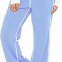 DISCIPBUSH Track Pants Women Sweatpants Soft Jogging Straight Pajama Sweats Wide Leg Sweatpants Women Lounge Pants Joggers (Blue, L)