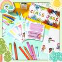 98 Pcs Crayon Classrooms Class Jobs Chart Set Colorful Class Bulletin Board Back to School Teacher's Helper Chalkboard Decor Classroom Bright Jobs Chart with 60 Adhesive Points