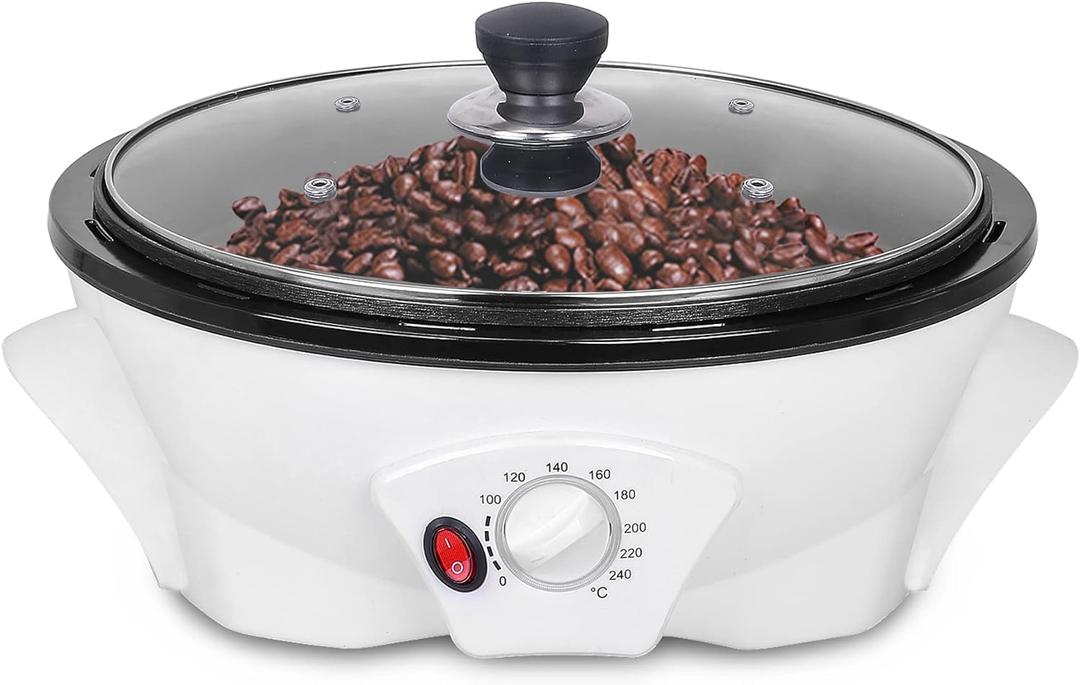 JIAWANSHUN Electric Coffee Bean Roaster for Home Use 1.1lb Capacity Temperature Control (0-240), Non-Stick, Perfect for Beginner Roasting, 1200W, 110V
