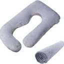 Pregnancy Pillow Replacement Cover Compatible with Momcozy Pillows, Removable and Washable U Shaped Smooth Maternity Pillow Cover, Soft Large Pillow Protector for Side, Gray (ONLY Pillowcase)