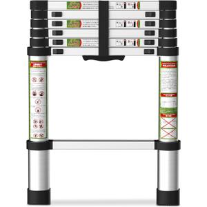 Telescoping Ladder for RV & Attic, 6.5FT Aluminum Extension Ladder with Dual Locking Mechanism, Max Load 330lbs, Compact Foldable Ladder for Roof, Home, Travel Trailer & Multi-Surface Use