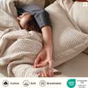 Bedsure Cotton Duvet Cover Full - 100% Cotton Waffle Weave Beige Duvet Cover Set, PureWoven Breathable Bedding Set for All Season, 3 Pieces, 80"x90"