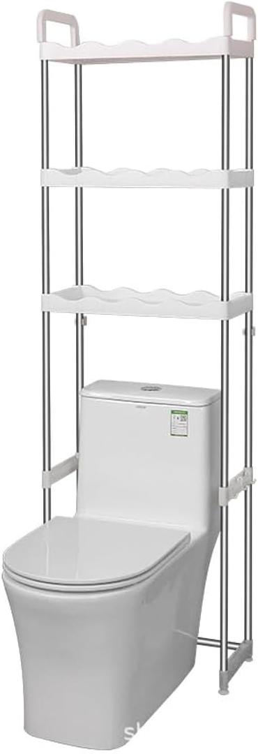 Over The Toilet Storage Shelf, Multipurpose Toilet Storage Rack, 3-Tier Shelf Bathroom Space Saver Includes 3-Hooks, Freestanding Bathroom Organizer Above Toilet for Laundry, Restroom (3-Tier)