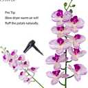 Fnize Faux Orchid Stems Artificial Flowers Phalaenopsis 38 Inch 2pcs Real Touch Latex 9 Large Petals Purple Pattern
