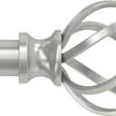 Curtain Rods for Windows 48 to 84 Inch(4-7 Feet),3/4" Diameter Silver Drapery Rods with Twisted Cage Finials,Size:36-88 Inch