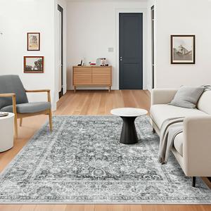 Grey 5'x8' Area Rugs for Living Room Machine Washable Rugs Boho 5x8 Rug for Living Room Carpet Non-Slip Family & Pet Friendly Area Rugs Print Floor Rug(Vintage 5x8ft)