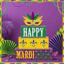 2 x Thyle 4 Pcs Mardi Gras Table Decorations Wooden Table Centerpieces Mask Purple Green Golden Mardi Gras Stack Tiered Tray Block Decor for Carnival Party Shelf Home