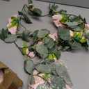 TELDRASSIL 4Pcs(26 FT) Artificial Rose Vine Fake Flower Garland Fake Silk Rose Hanging Vine for Wedding Party Background Arch Garden Background Decoration (Pink)