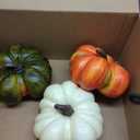 Thyle 3 Pcs Large 7" Artificial Pumpkin Decor 3D Faux Foam Harvest Pumpkins