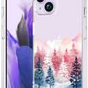 CCFUNCASE Compatible with iPhone 14 Plus Case Clear Cute for Women - Rugged Phone Cases Funda Protector Cover Skin (Pink Pine Trees Mountains)