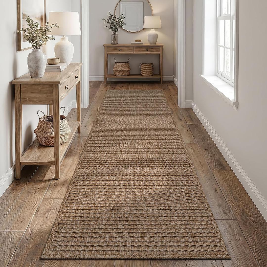 Easy Jute Area Rug Natural 2x7 Indoor Outdoor Rugs for Hallway