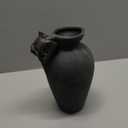 Terracotta Vase with Handle, Black Boho Ceramic Pottery 10inch, Farmhouse Unique Textured Round Jug, Rustic Vintage Decorative Vases for Flowers, Centerpieces, Living Room. (Roman)