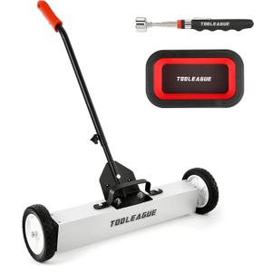 24" Rolling Magnetic Sweeper with Wheels, 50LB, 3Pcs Magnet Sweeper Set