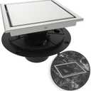 WEBANG 6 Inch Square Shower Drain Brushed Floor Drain with Flange Reversible 2-in-1 Cover Tile Insert Grate Removable SUS304 Stainless Steel CUPC Certified Brushed