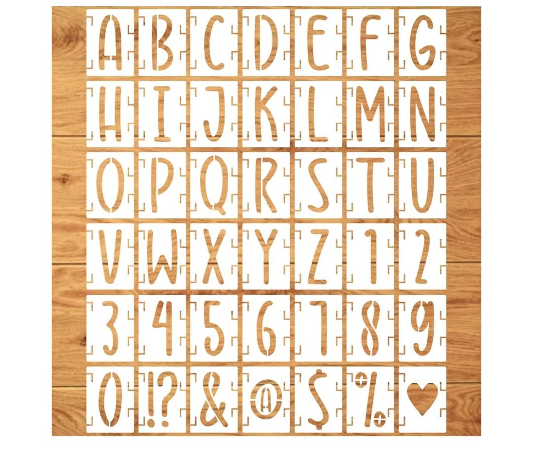 5 Inch Letter Stencils Kit, 42Pcs Reusable Numbers Symbol Craft Stencils Alphabet Interlocking Stencil for Wood, Wall, Fabric, Rock, Chalkboard, Signage and DIY Art Projects