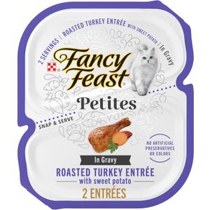 Purina Fancy Feast Petites With Roasted Turkey Entre with Sweet Potato in Gravy Gourmet Wet Cat Food - (Pack of 12) 2.8 oz. Tubs, BB Jan 2026