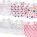 lazyrhino 8 Pack Baby Bibs Unisex Adjustable with Snaps Ultra Soft Absorbent Drooling Teething for Boys and Girls (pink-fg-6pcs)