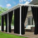 Black Outdoor Curtains for Patio Waterproof - 6 Panels Privacy Weatherproof Outside Curtains with Grommets for Pergola, Gazebo, Porch, Cabana, Balcony, 54 x 84 Inch
