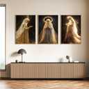 3Pcs Virgin Mary Canvas Wall Art Our Lady of Guadalupe Radiating Golden Wall Decor Pictures Black Religious Catholic Poster Prints for Church Prayer Room Christian Home Decoration 12x16in Unframed