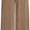 Womens High Waisted Pants Solid Textured Elastic Waist Wide Leg Palazzo Pants Casual Comfy Trousers Apricot (Brown) XS