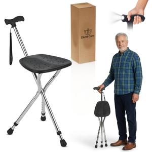 Cane with Seat Folding, Adjustable Walking Cane Chair, Anti-Slip Walking Stick Seat, 32-36"