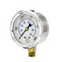 PIC Gauges PRO-201L-254M 0-1000 PSI Pressure Gauge, 2 1/2" Dial, 1/4" Male NPT Connection, Bottom Mount, Dual Scale, Glycerin Filled, Stainless Steel Case/Bezel, Brass Internals & Plastic Lens