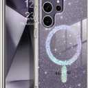 DOMAVER Magnetic for Samsung Galaxy S24 Ultra Cases Clear Glitter [Compatible with MagSafe] Bling Sparkle Soft Protective Cover Compatible with Samsung S24 Ultra-Clear
