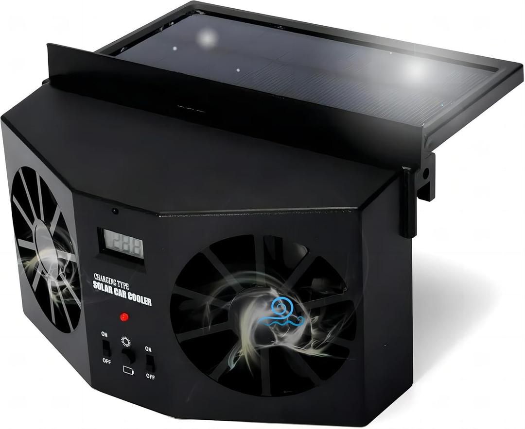 KAGOR Car Window Fan Solar Powered, Solar Car Fan, Energy Saving Air Vent Air Purifiers Car Ventilator, Car Exhaust Fan, Car Radiator Fan, Solar Car Front/Rear Window Exhaust Fan