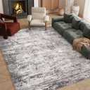Area Rugs 8x10 Black/Gray Washable Rug for Living Room, Dining Room, Bedroom, Large Carpets, Non Slip & Non-Shedding Low Pile Vintage Print Rug for Home Office Decor