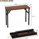 TEMI Small Computer Desk Folding Table - 35.8" Foldable Office Desk, No Assembly, Perfect for Small Spaces in Bedroom, Dorm, or Apartment, Portable Mini Desk or Study Table with Compact Design, Walnut