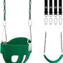 Toddler Swing Set for Outside - High Back Full Bucket Seat with 4 Hanging Straps and Hooks for Kids, Infants, Baby - Outdoor Tree Swing (Blackish Green)